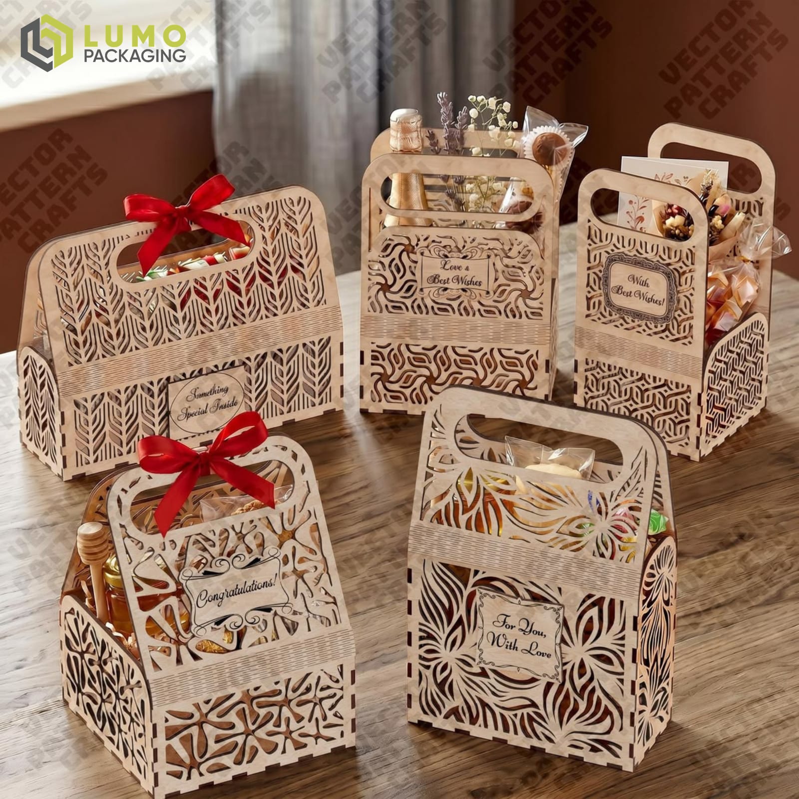 Laser-Cut Wooden Hamper Box