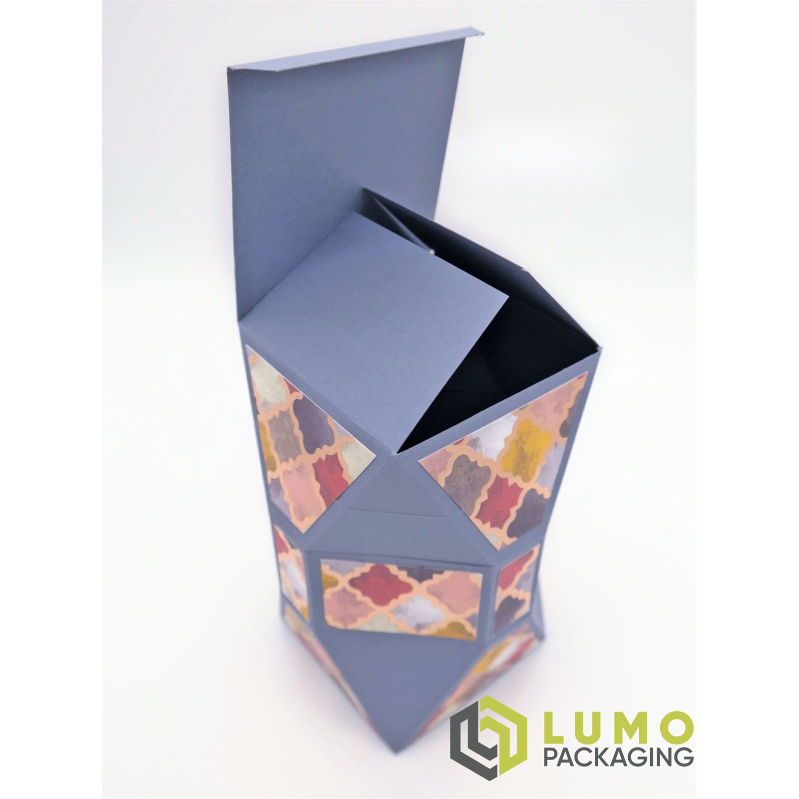 Geometric Mosaic Tower Presentation Box Rigid Display | Lumo Packaging