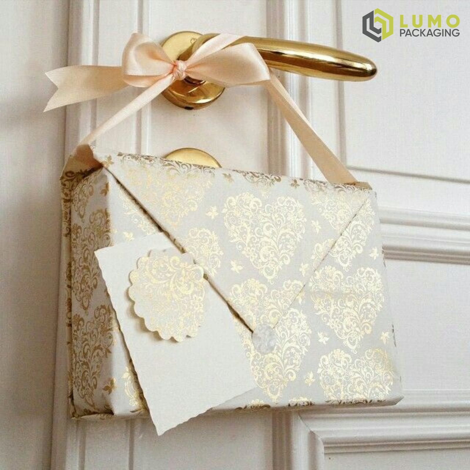 Gold Damask Envelope Gift Box