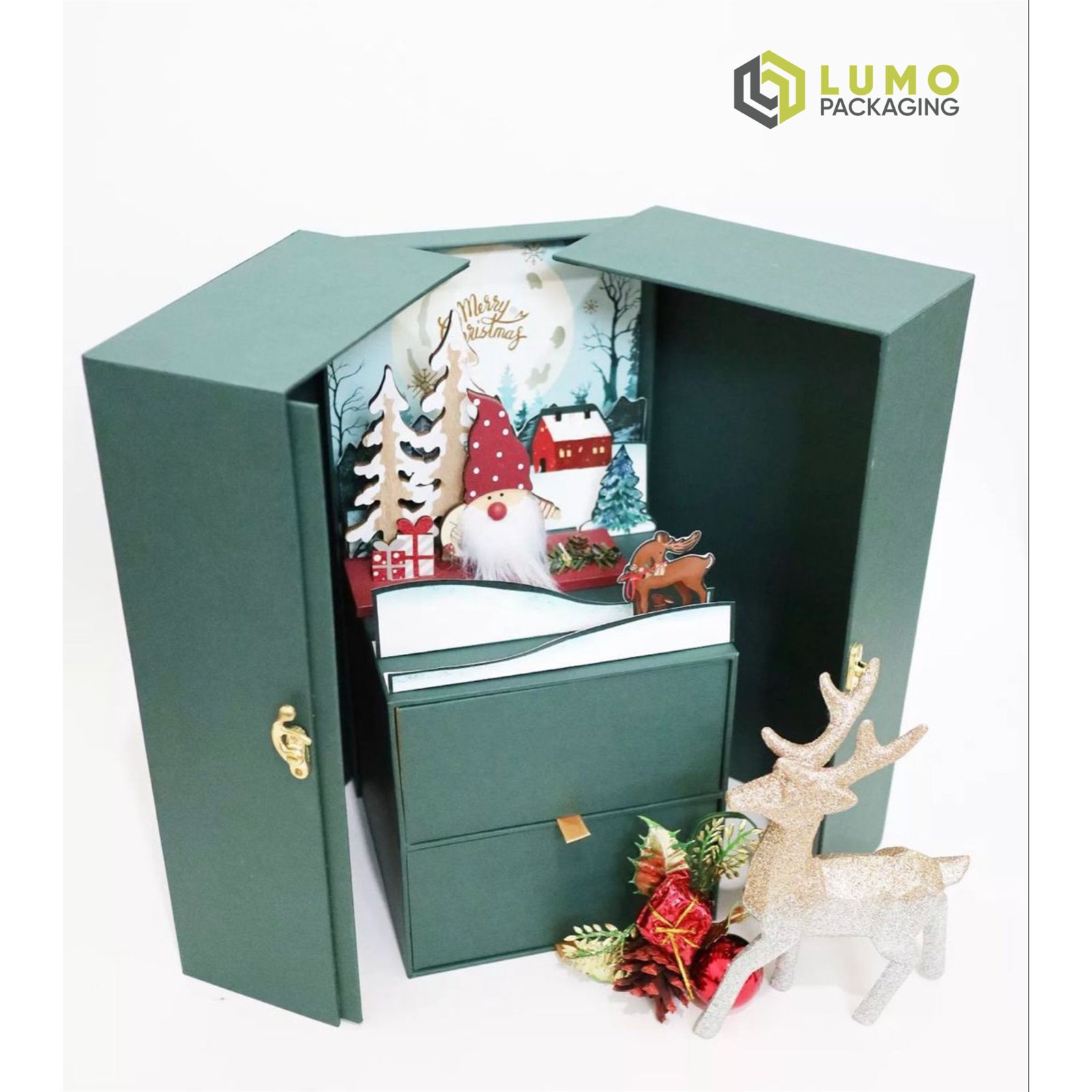 Luxury Forest Green Christmas Pop Up Diorama