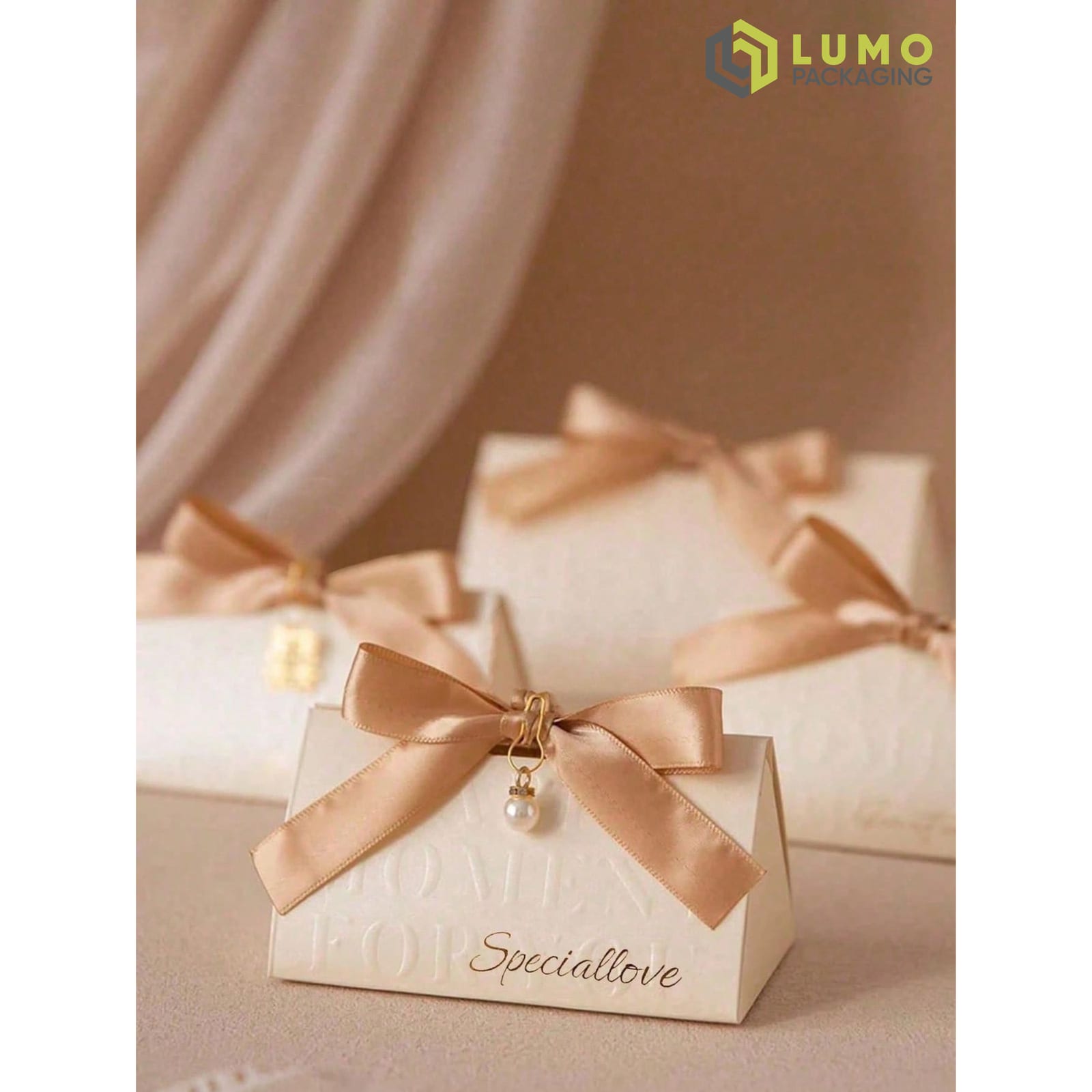 Cream Embossed Triangular Gift Box