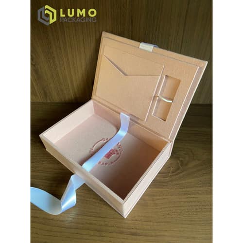 Peach Fabric Book-Style Box