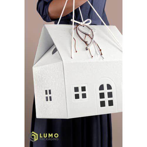 White Floral Embossed House Gift Box