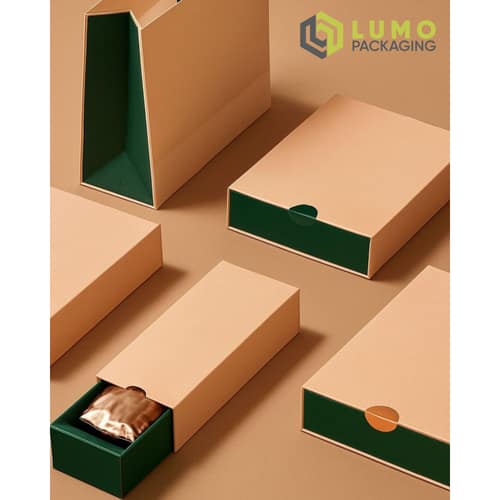 Beige Green Slide Drawer Box