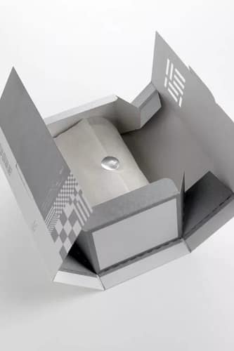 Grey Geometric Origami Folding Box Specialty Luxury Packaging Premium Unfolding
