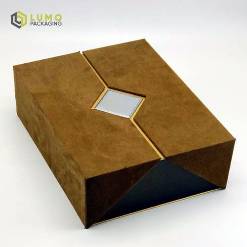 Luxury Brown Suede Geometric Gatefold