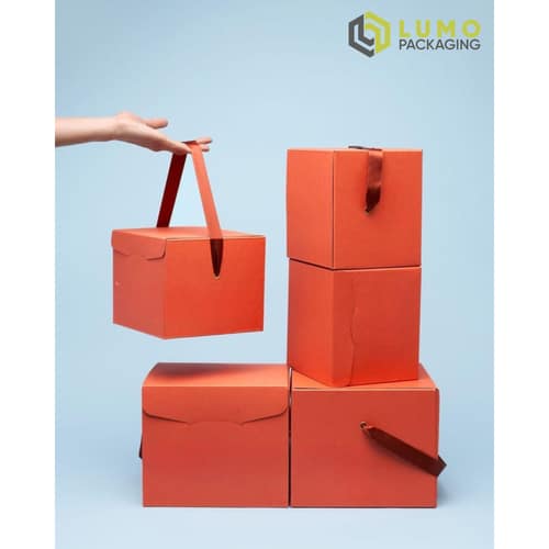 Matte Orange Ribbon Handle Box