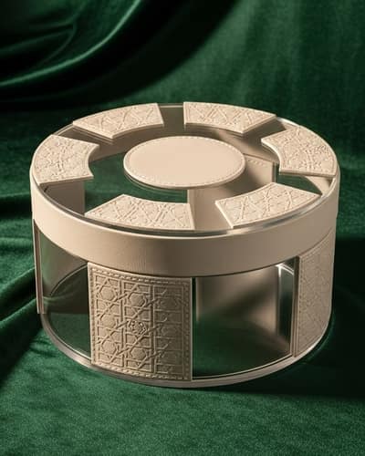 Cream Leatherette And Acrylic Cylindrical